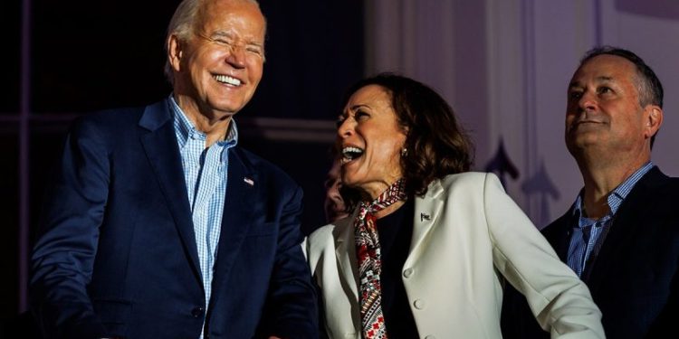 Kamala Harris praises Biden’s ‘unmatched’ legacy in first remarks since announcing 2024 bid