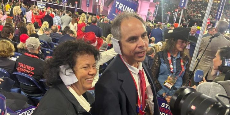 Delegates seen wearing ear bandages at Republican convention in solidarity with Trump
