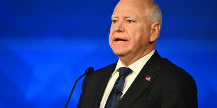 A visibly shaky Walz says the world needs ‘steady leadership’